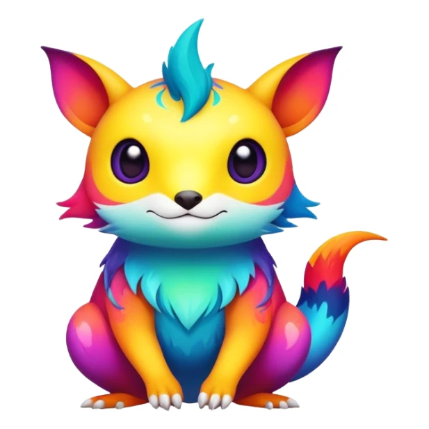 colorful vibrant Fakémon-creature with random markings sticker