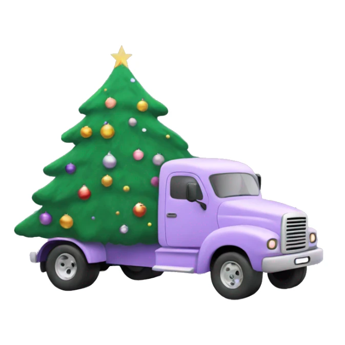 Pastel purple truck with Christmas tree sticker