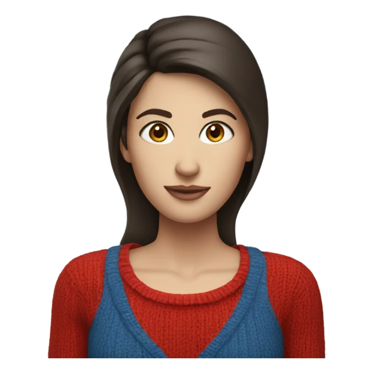 brunette woman red sweater, blue eyes sticker