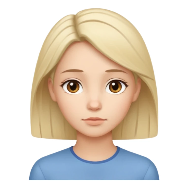 female human avatar, thoughtful expression, calm mood, sensitive personality,
neutral face, minimal style, simple hair, no accessories,
professional, clean, soft tone sticker