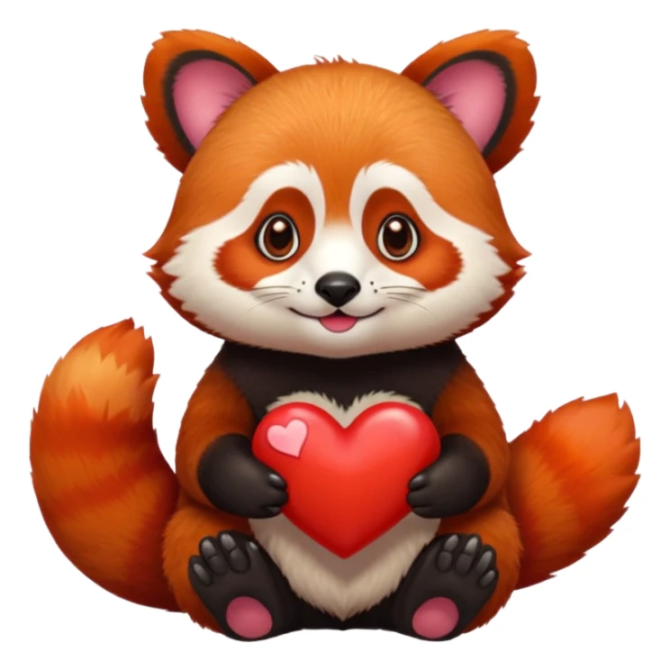 red panda holding a red emoji heart sticker