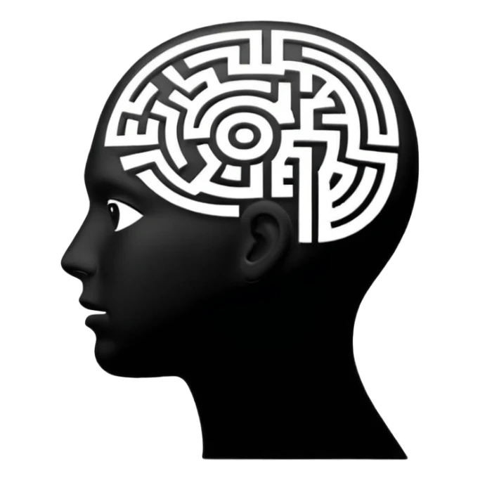 silhouette of a head with a maze inside sticker