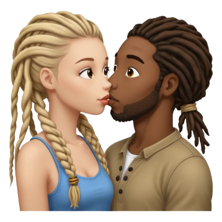 Black guy with dreads kissing white girl sticker