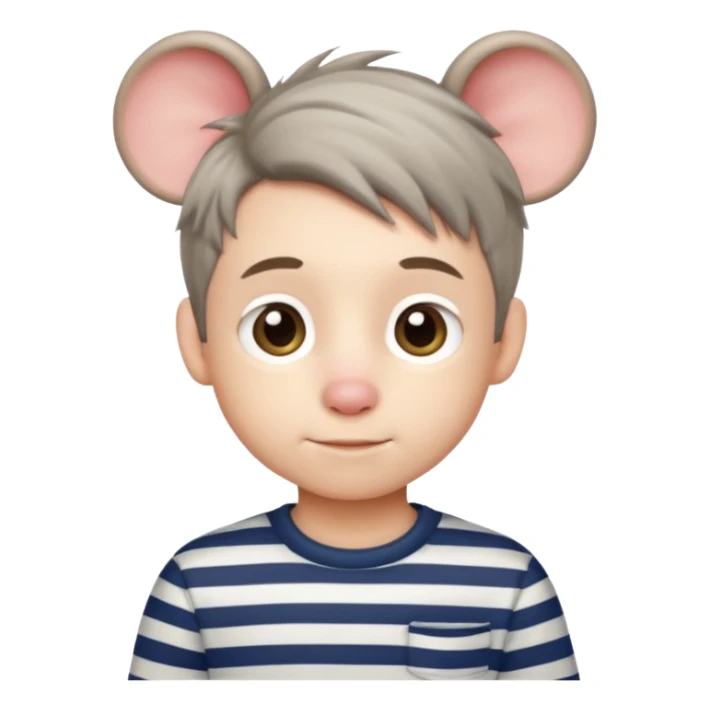stripped shirt wearing Cute boy mice hair style. sticker