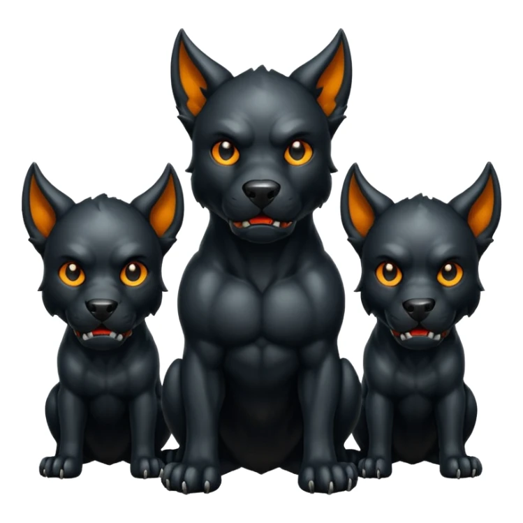 Black Cerberus one body and three heads sticker