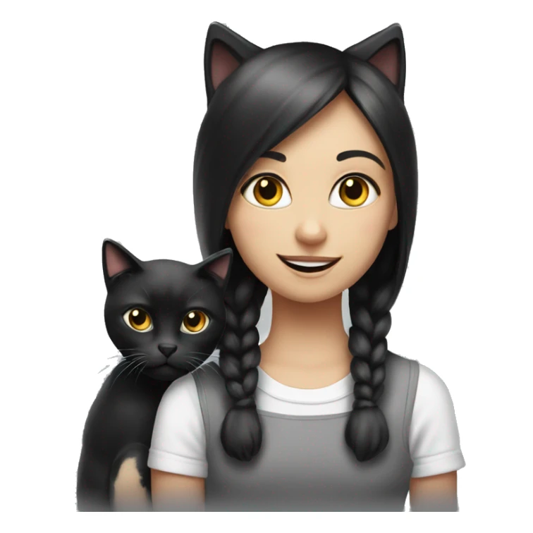 Black and white cat with a girl sticker