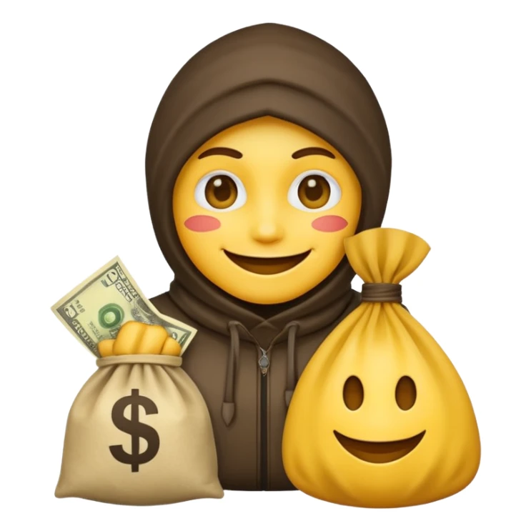 A thief emoji has a bag of dollars next to it. sticker