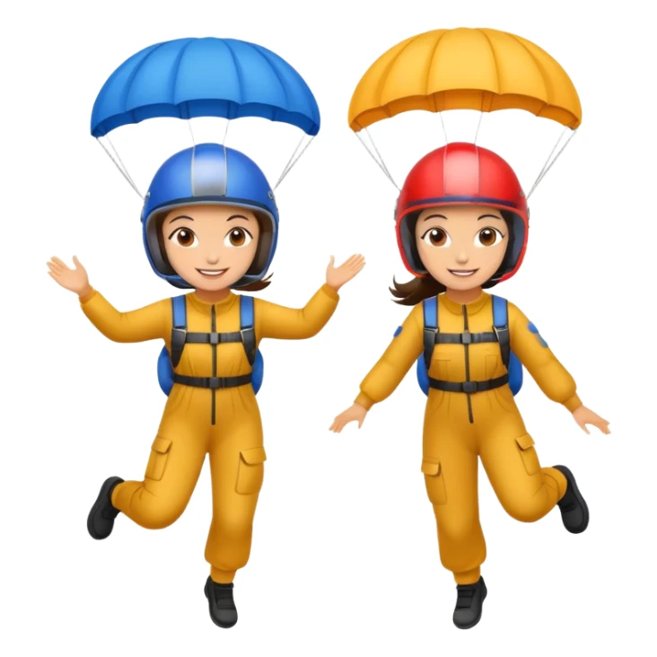 Two brunette girls with parachutes sticker