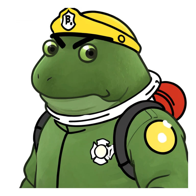 bufo in a fire fighter suit sticker