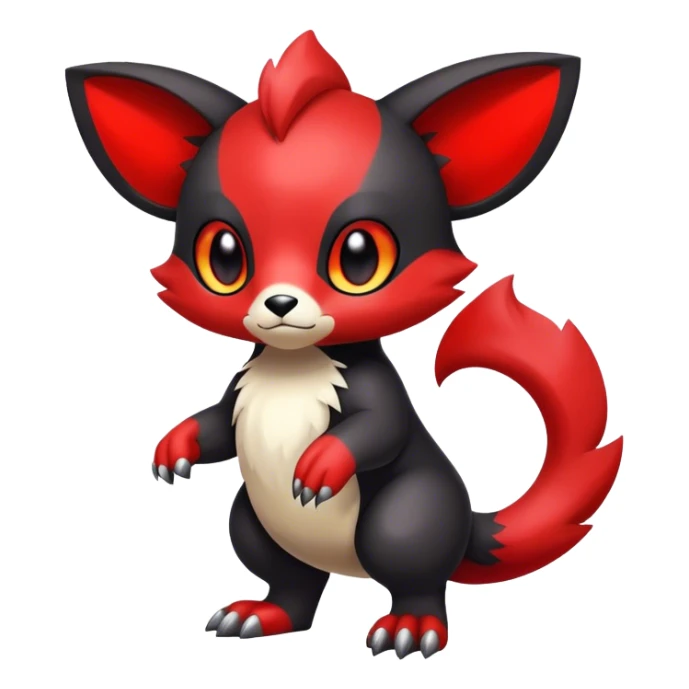 Cute cool black red animal hybrid Fakemon full body  sticker