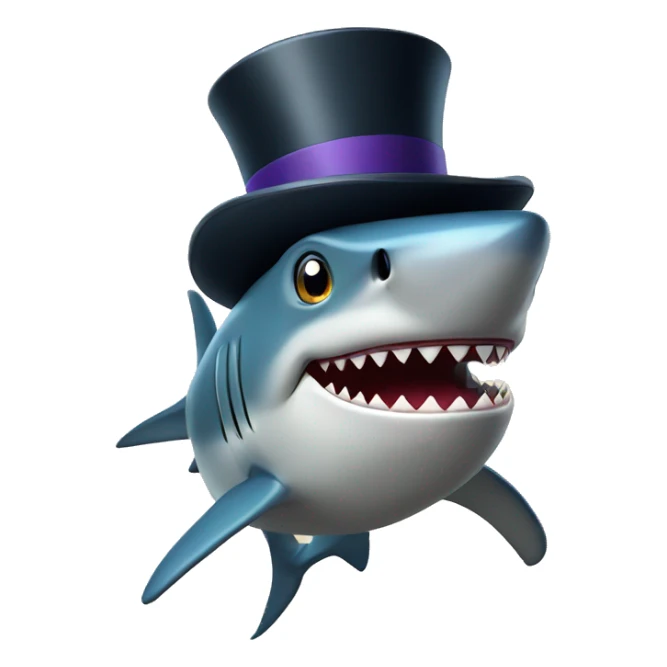 Shark with a top hat sticker