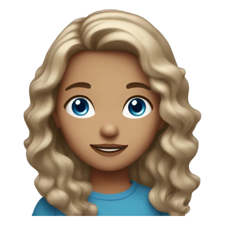 A girl with blue eyes and brown wavy hair sticker