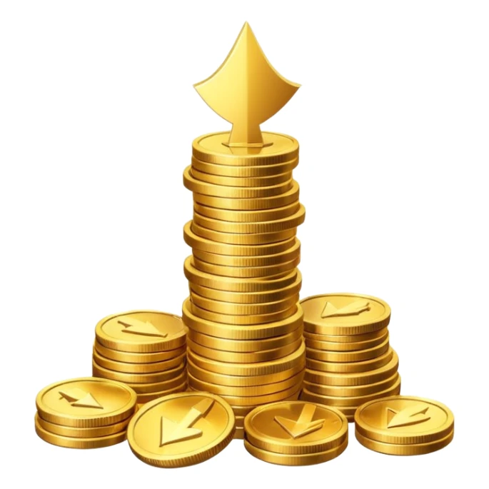 stack of coins with an upward arrow, representing saving money sticker