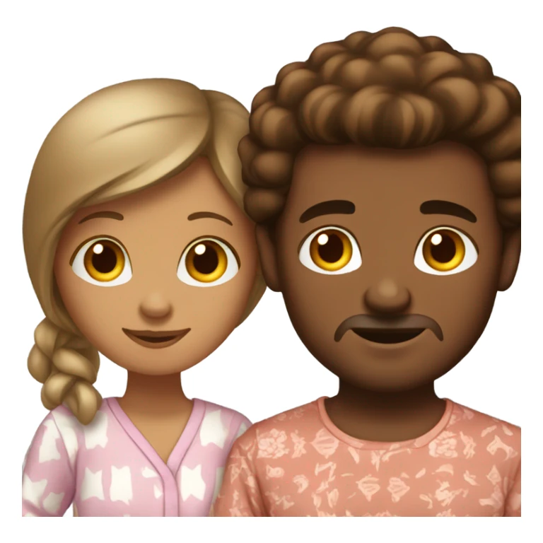 White man and brown-skinned woman in matching pajamas sticker
