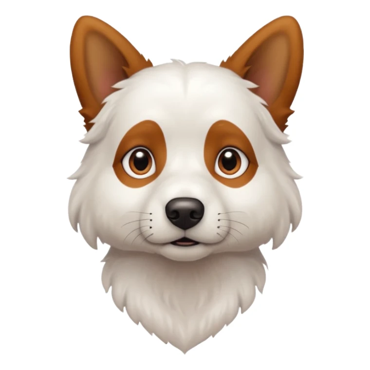 a completely white dog with brown eyes, a long, medium-sized body, and ears with small brown specks on them. sticker