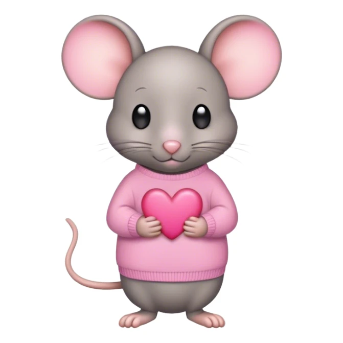 dark grey mouse wearing pink heart sweater  sticker