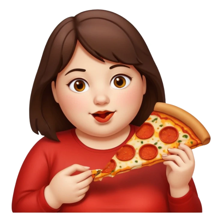 Fat brunette girl eating pizza sticker