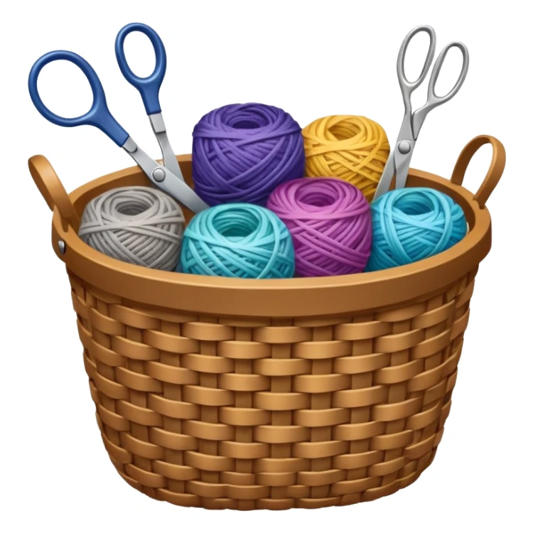 A tidy basket with neatly arranged skeins and scissors. sticker