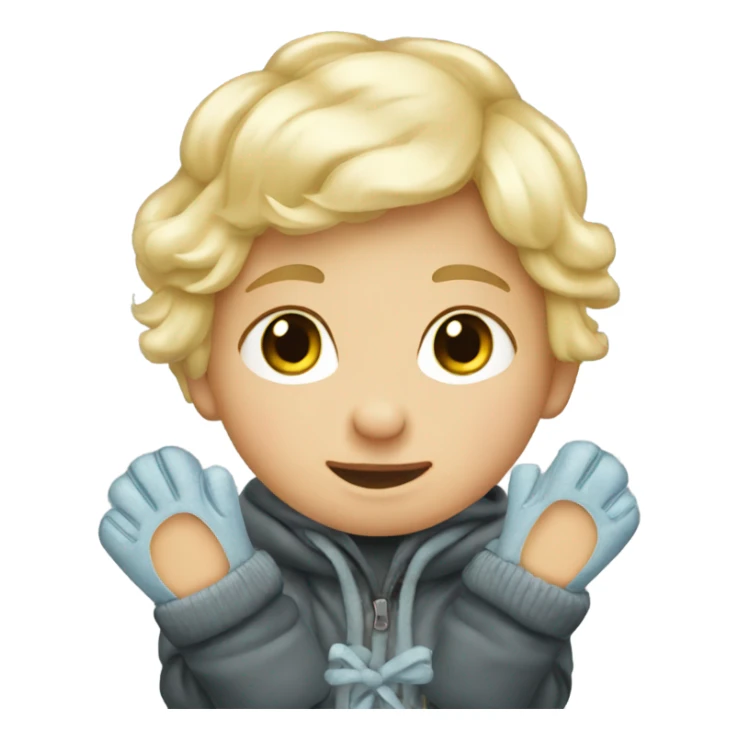 blonde babyboy wearing mittens sticker