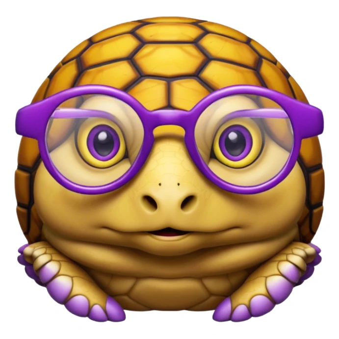 smart tortoise with glasses, yellow and purple color scheme sticker