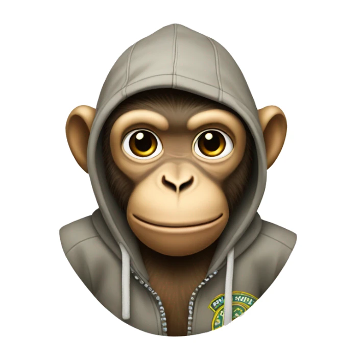 An athletic monkey in a stone island hoodie. sticker
