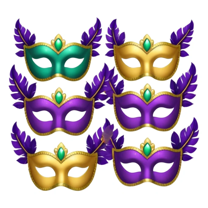 3 mardi gras masks lined up in a row sticker