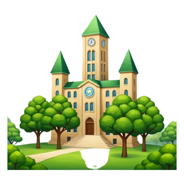 paisaje verde con una universidad sticker
