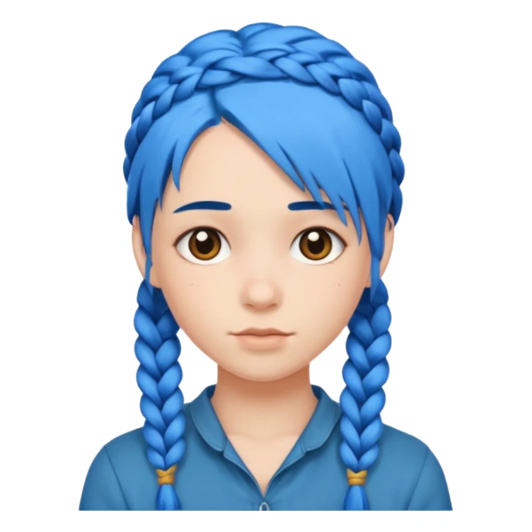 blue hair with braids sticker