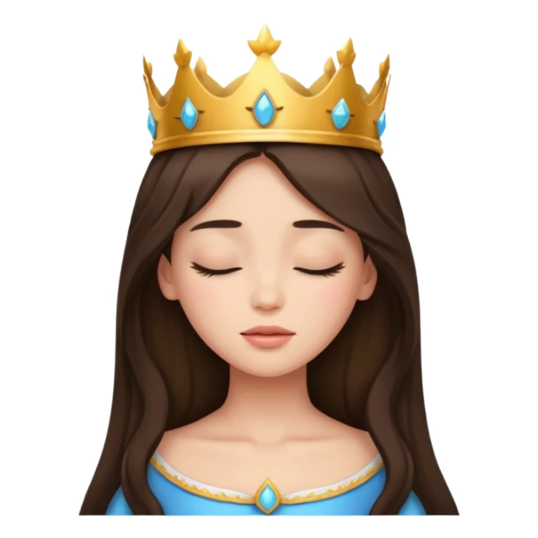 a brunette hair beautiful princess closing her eyes calmly sticker