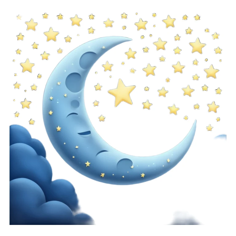 "Peaceful crescent moon in a starry night sky with soft glow, no people" sticker