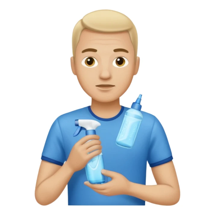 ligth man spraying with spray febreze sticker