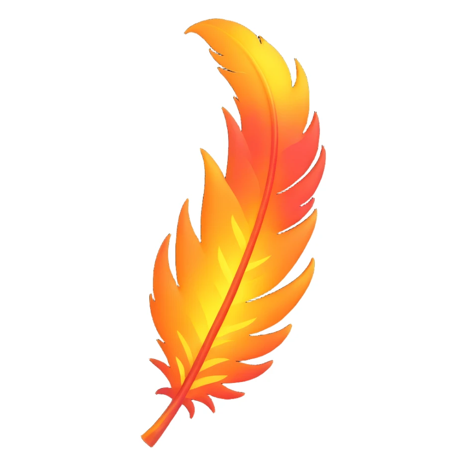 a mystical phoenix feather, radiant with fiery sparks, fantasy-inspired sticker