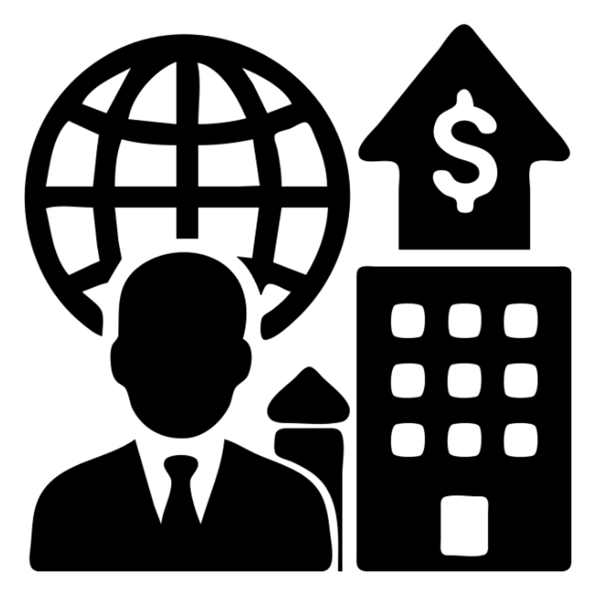 ícono de real estate que refleje a nuestro cliente ideal: Inversionistas globales Que buscan oportunidades rentables en desarrollos de lujo, propiedades con retorno inmediato o gestión profesional de renta. sticker