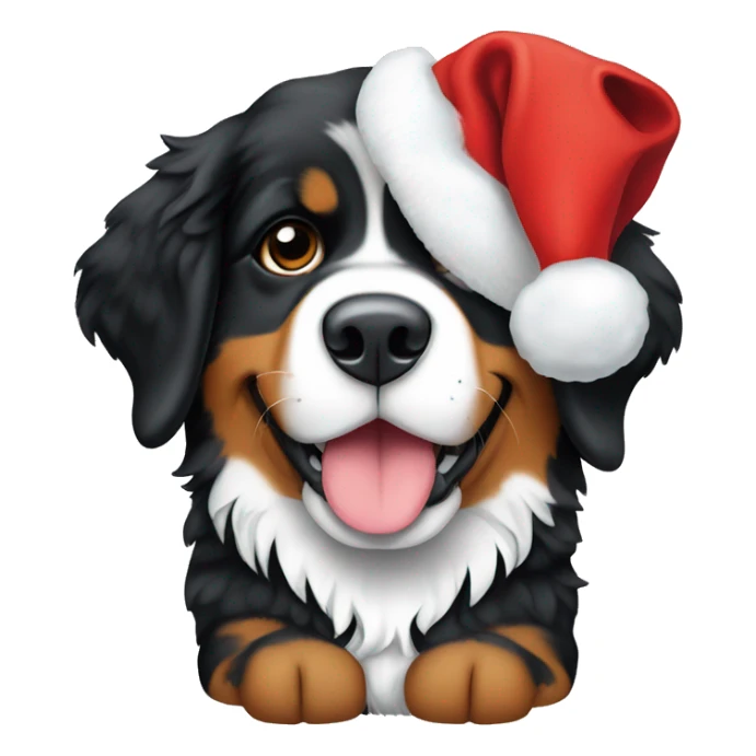 A Bernese mountain dog puppy with a Christmas hat on sticker