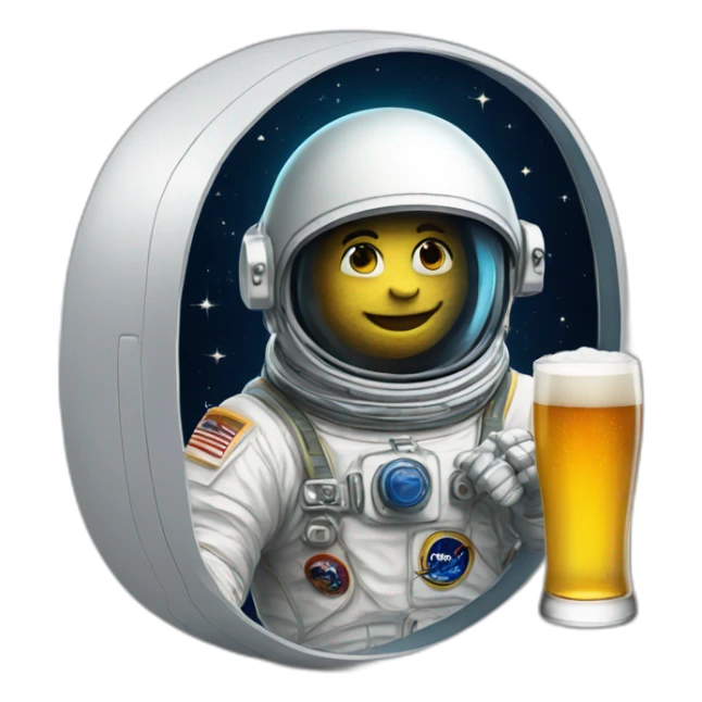astronaut drink glass of beer sticker