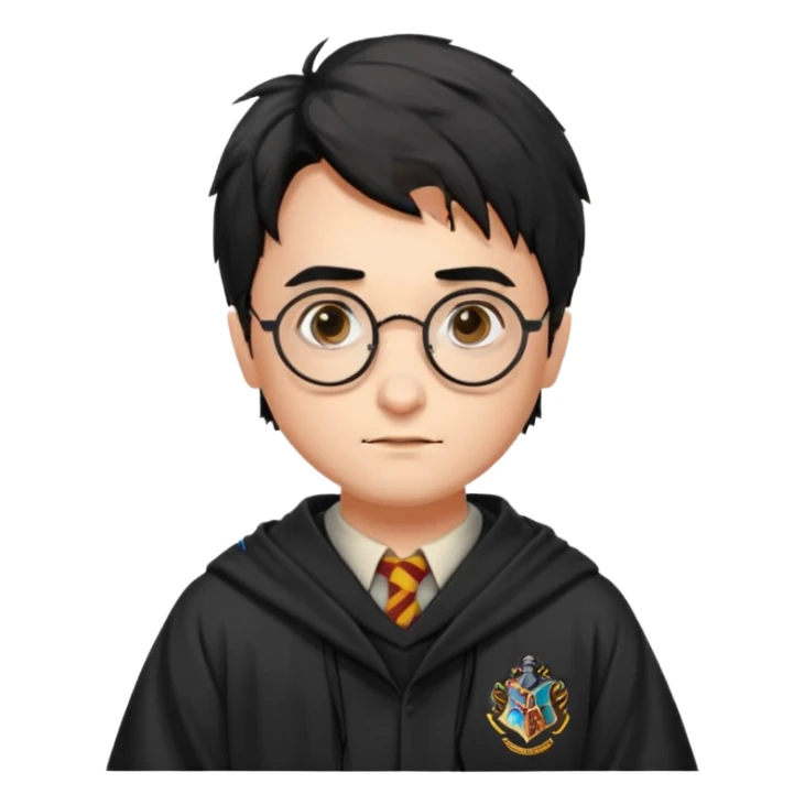 Draw Harry Potter with round glasses, messy black hair, Hogwarts robe & lightning scar on his forehead. sticker
