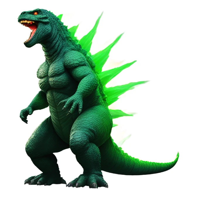 Godzilla shooting radioactive lazers from below his tail sticker