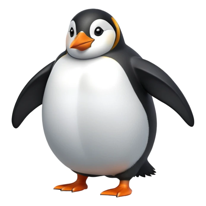 cinematic-penguin-realistic-full-body-standing-emoji,-plump-body-balanced-with-tiny-wings-tucked-close,-sleek-black-and-white-feathers-smoothly-layered,-head-tilted-dramatically,-bright-orange-beak-glinting-in-the-arctic-sun,-simplified-yet-realistic-focused-features,-highly-detailed,-glowing-with-an-almost-sarcastic-glow

 sticker