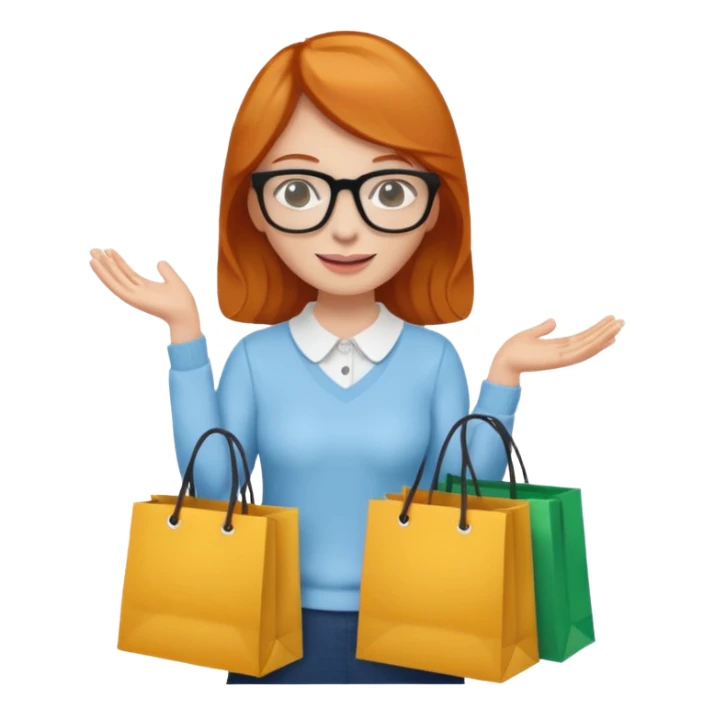 ginger woman with glasses holding shopping bags sticker