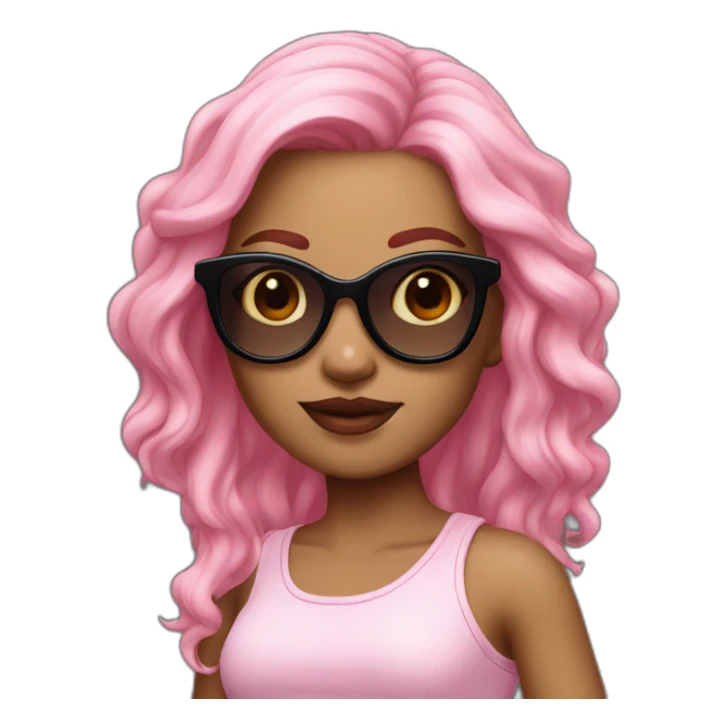 memoji-girl-sunglasses-pink-hair sticker
