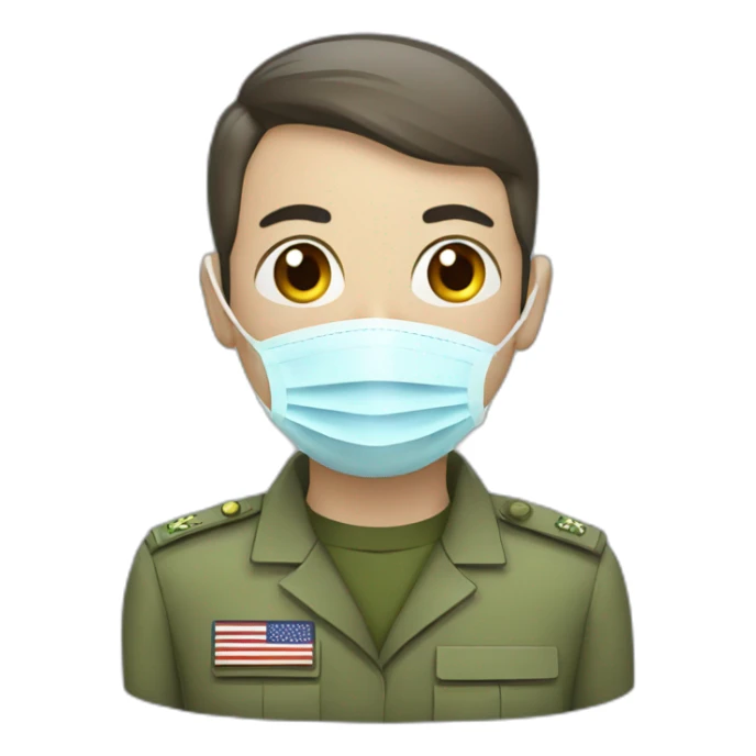 a military Head in a Medical masks sticker