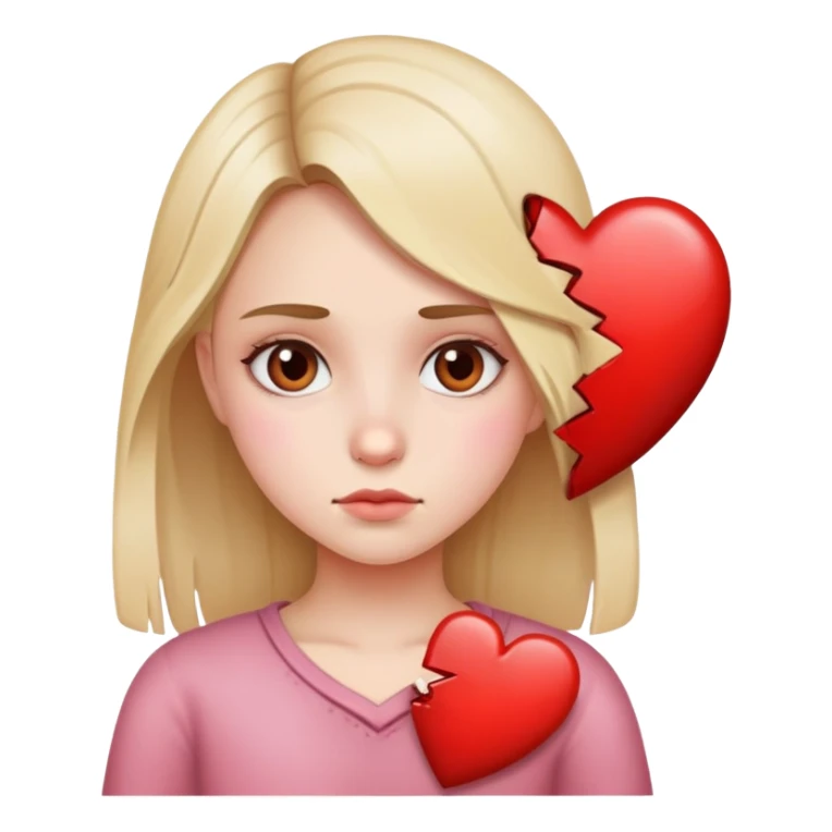 a girl with half a broken heart and half a full heart sticker
