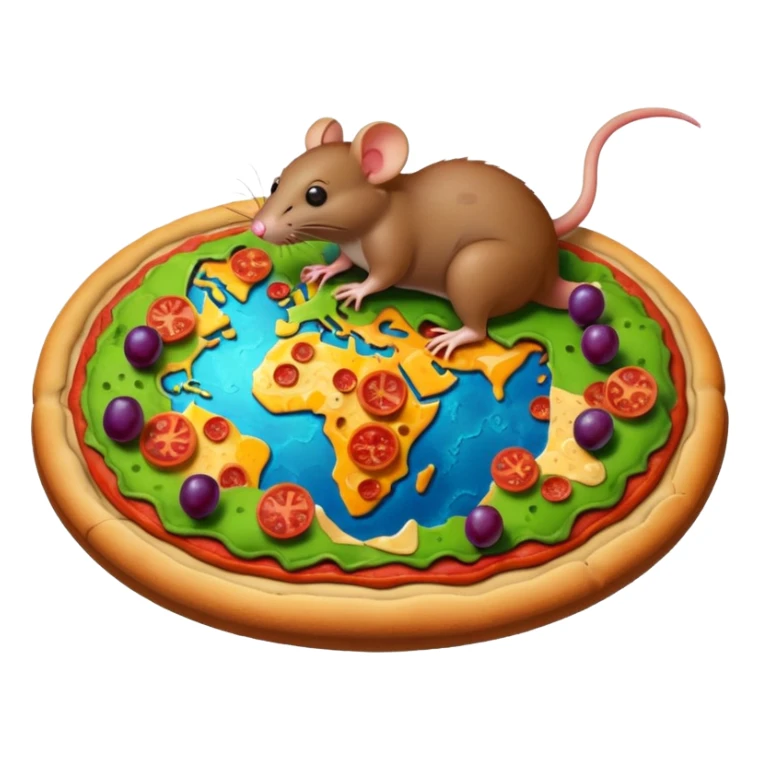 Rat on pizza on top of earth eating grapes sticker