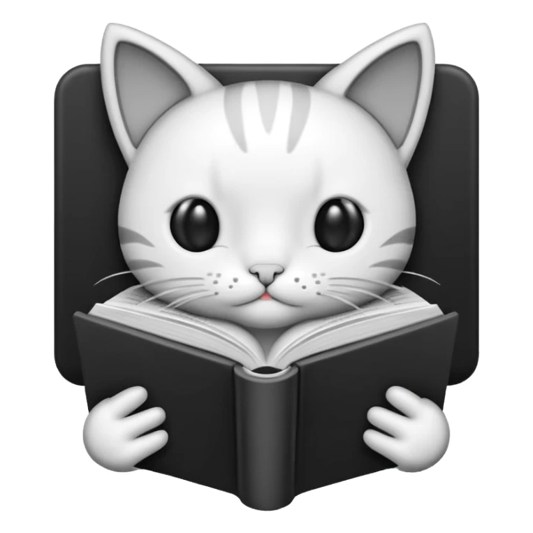 outline icon of a kitty reading a book sticker
