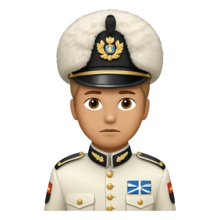 a serious realistic Finnish soldier in a white military uniform sticker