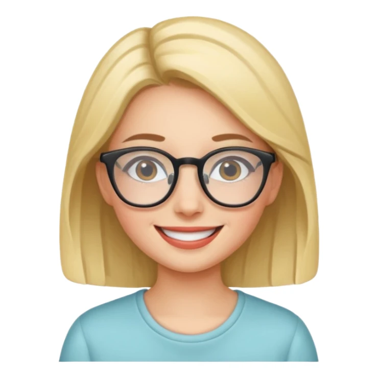 girl with glasses and smile sticker