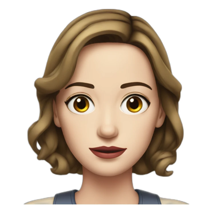 Emily blunt serious cartoon wearing tee sticker