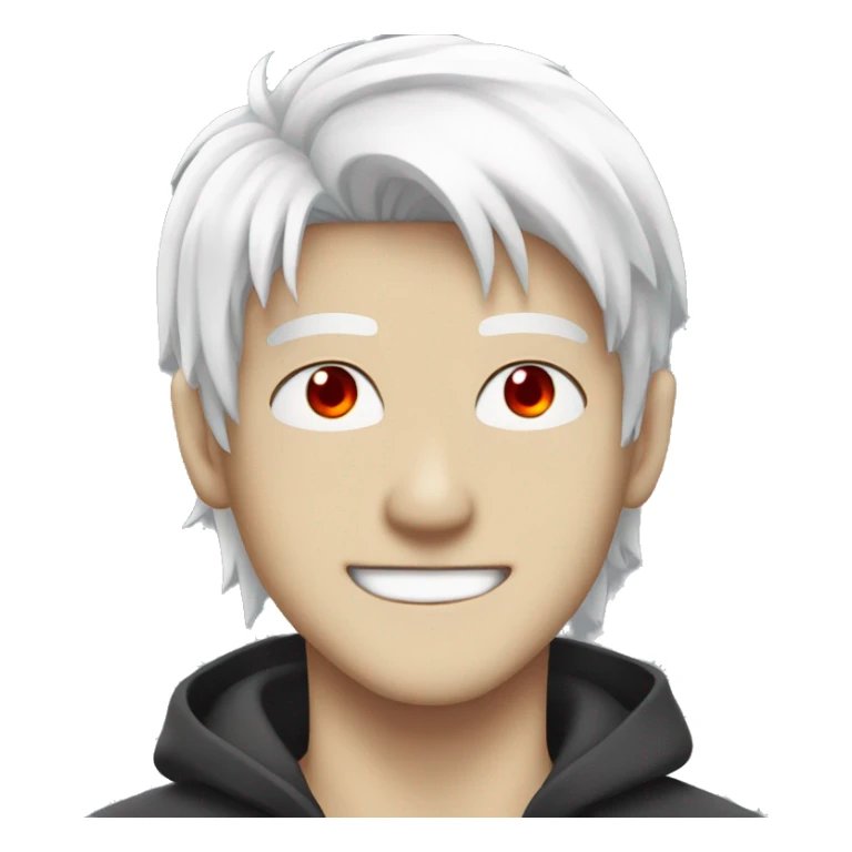 an anime guy with red eyes and white hair smirking sticker