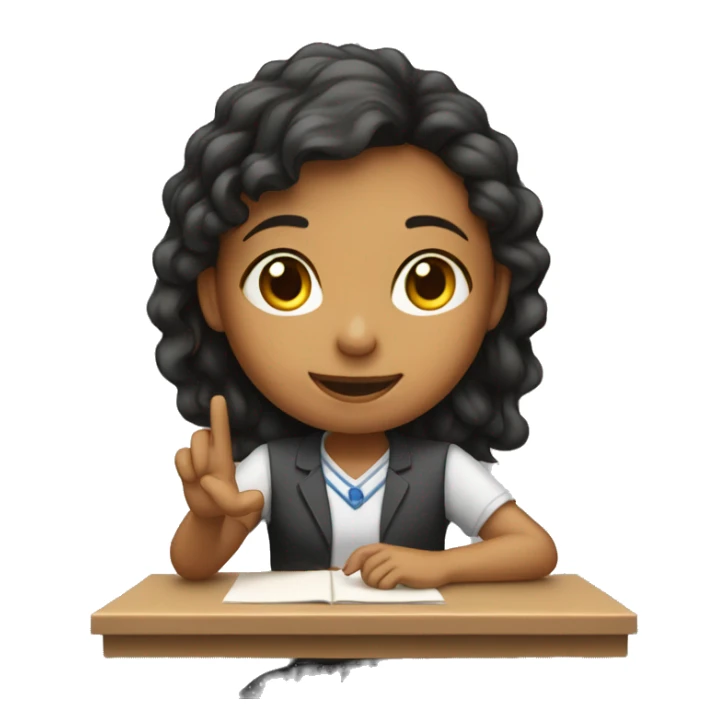 girl is sitting at school desk, hand is raised sticker