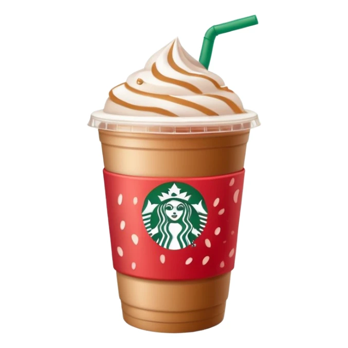 Iced coffee with strawberry cold foam. The coffee is in a plastic cup with a flat lid with a Starbucks logo on the cup  sticker